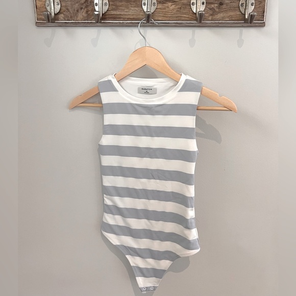 BABATON blue striped bodysuit size XS - Picture 2 of 3